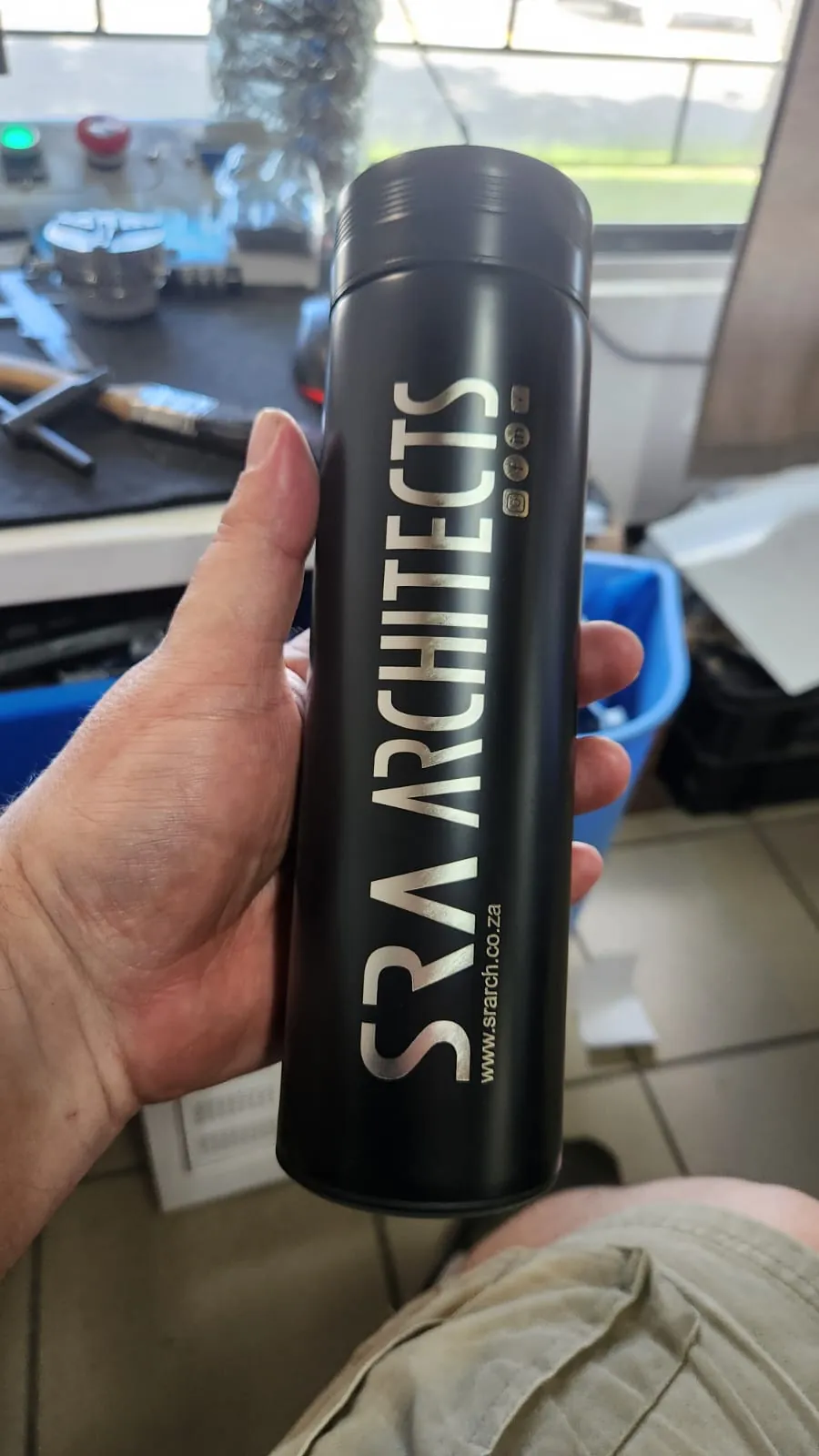 Custom engraved black metal water bottle