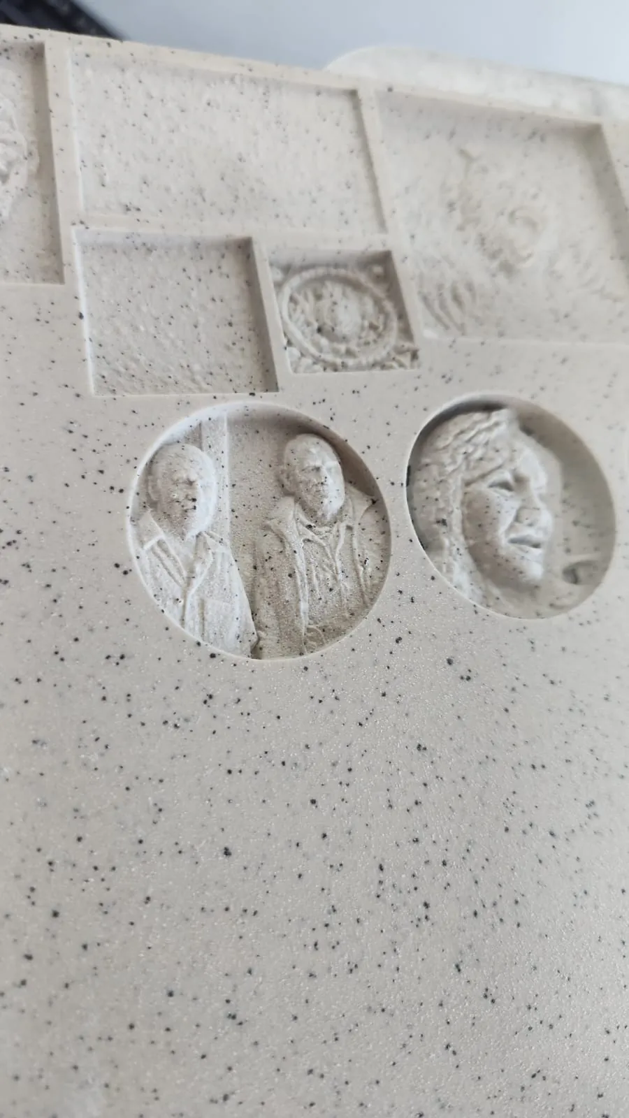 Laser-engraved portrait on stone